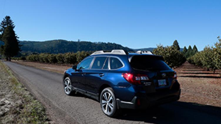 Crossover wagon on a country road